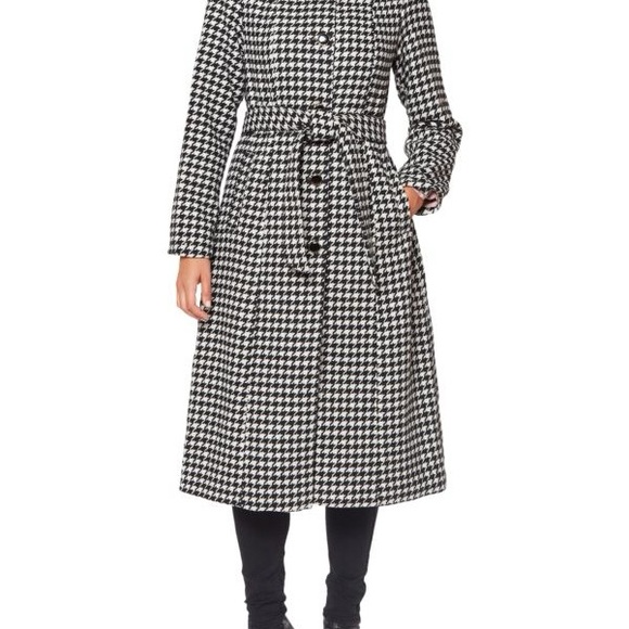 kate spade Jackets & Blazers - Kate Spade Houndstooth Single Breasted Belted Coat
